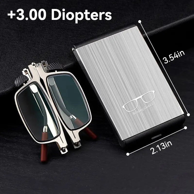 Ultra-Slim Foldable Reading Glasses – Pocket Readers with Phone-Attachable Metal Case
