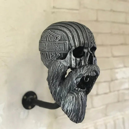 💀 Motorcycle Skull Helmet Holder – Garage Display Wall Mount