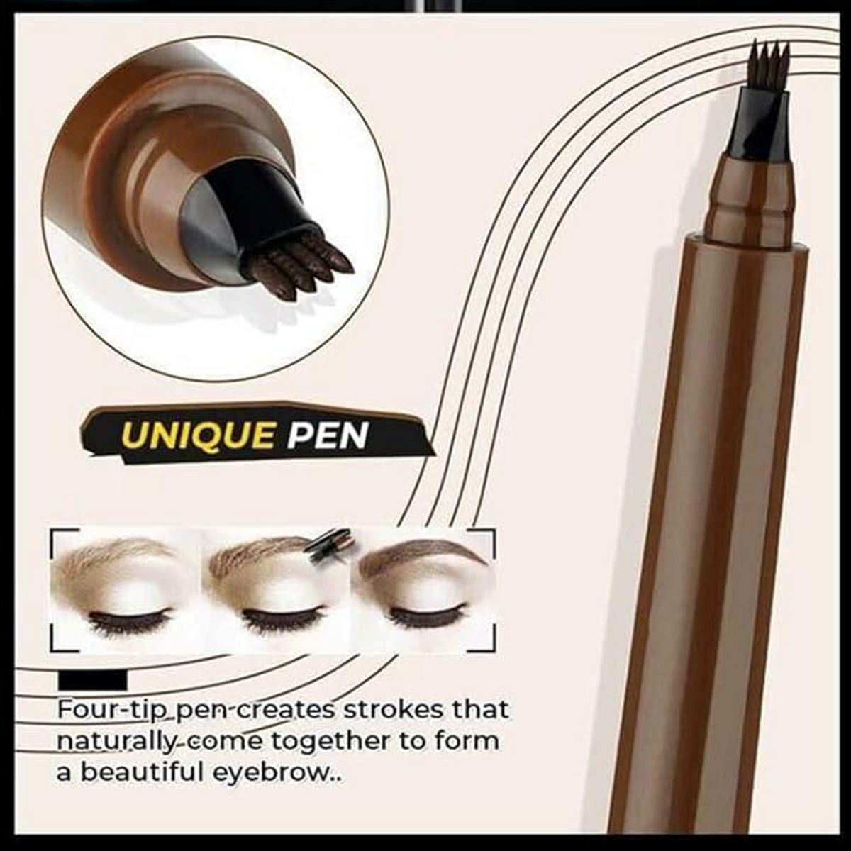 ✨✏️ Waterproof 4-Tip Beard & Eyebrow Pen – Smudge-Proof, Natural Look & Long-Lasting 🌟