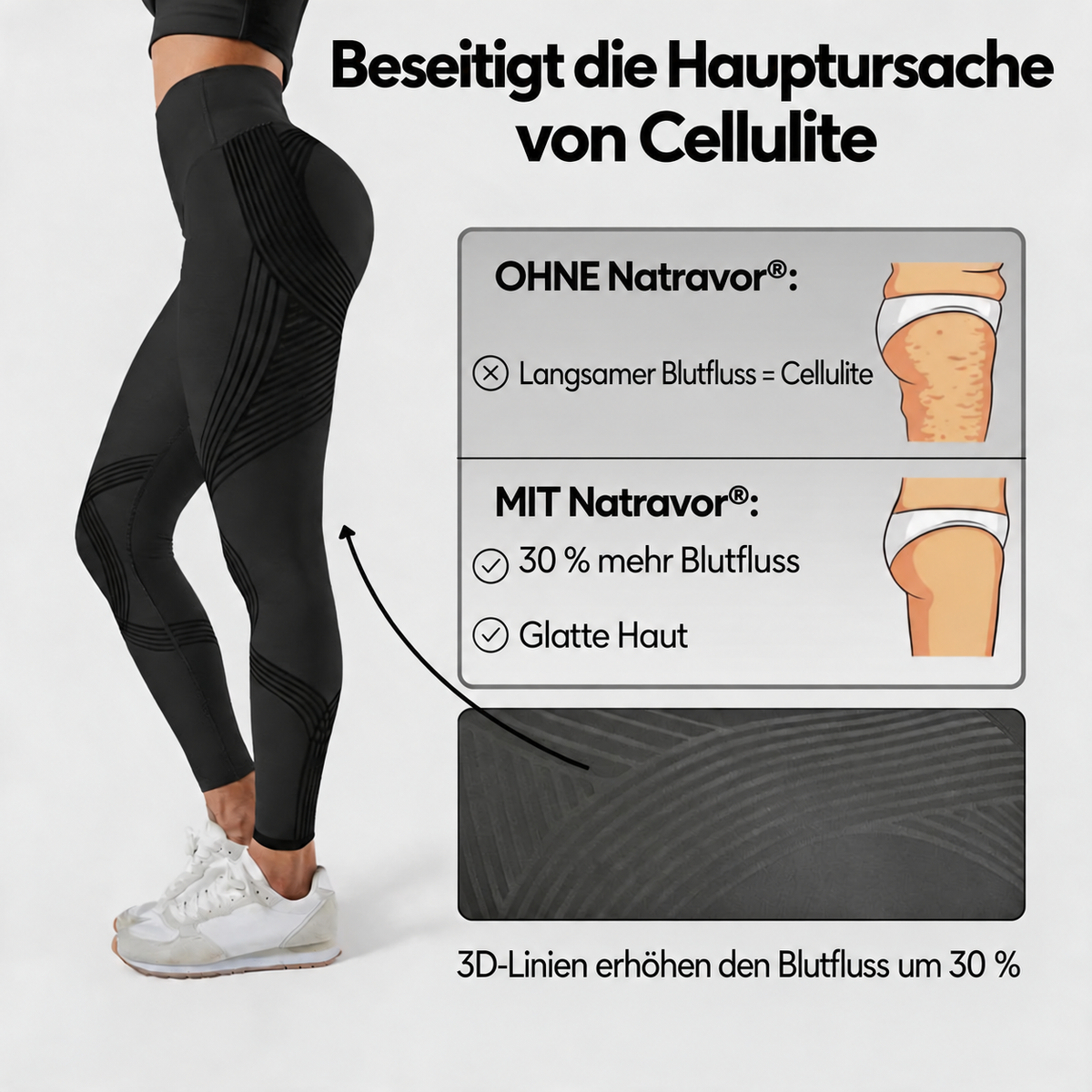 Natravor® Flex Shape Leggings-3-fache Fettverbrennung – Fett wird sogar im Sitzen verbrannt.