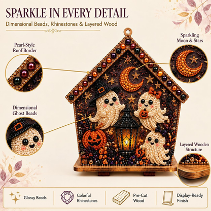 3D Holiday Wooden House Rhinestone DIY Kit - Halloween & Christmas Holiday Cottage Collection