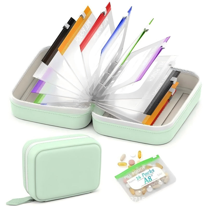 14-Pouch Travel Pill Organizer – Waterproof Case for Medications & Vitamins