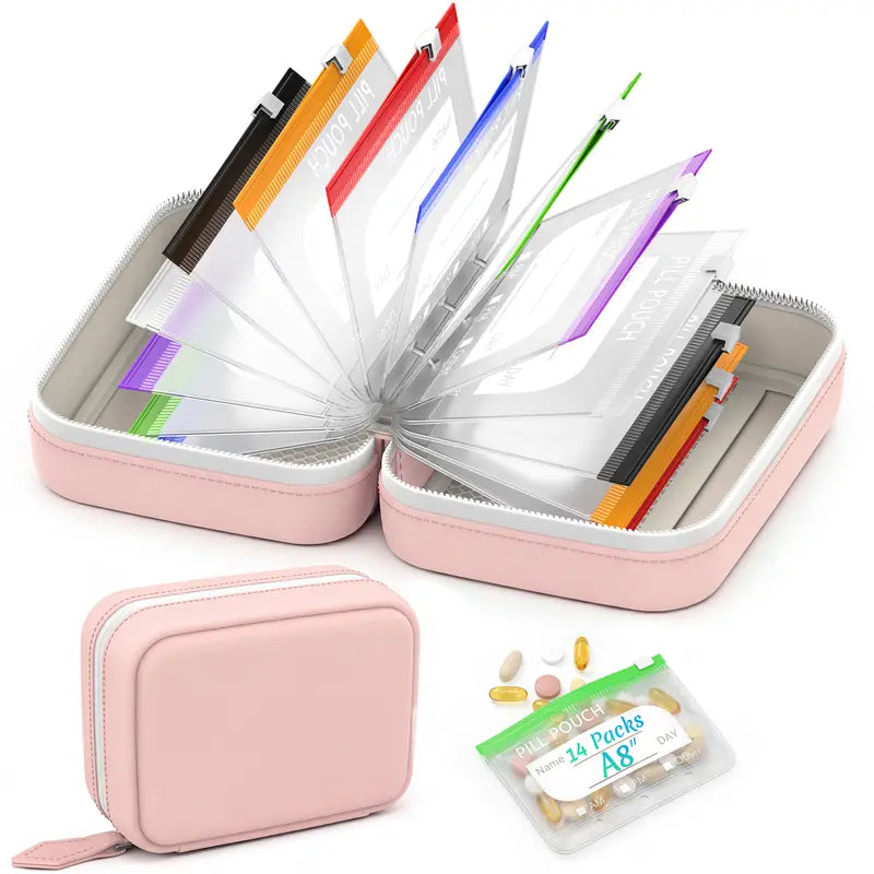 14-Pouch Travel Pill Organizer – Waterproof Case for Medications & Vitamins