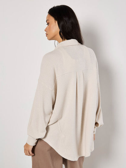 Oversized Waffle Knit Shirt
