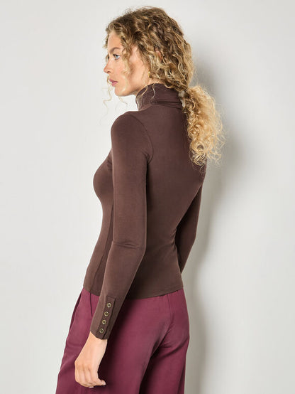 Turtle Neck Button Cuff Top