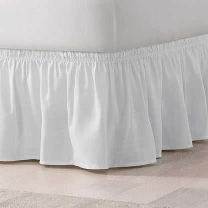 Elastic Wrap Around Bed Skirt, Easy On/Off Dust Ruffle (18-Inch Drop)