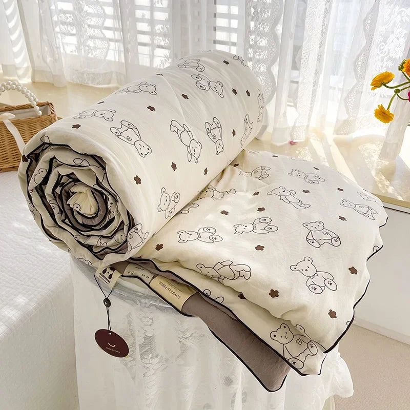Double Layer Yarn Soybean Fiber Mother And Baby Grade Soft Glutinous Summer Cool Quilt