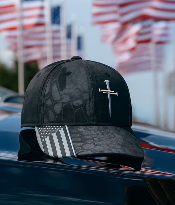 🔥Jesus 3-Nail Cross & Crown of Thorns Christian Embroidered Adjustable Hat ✝️