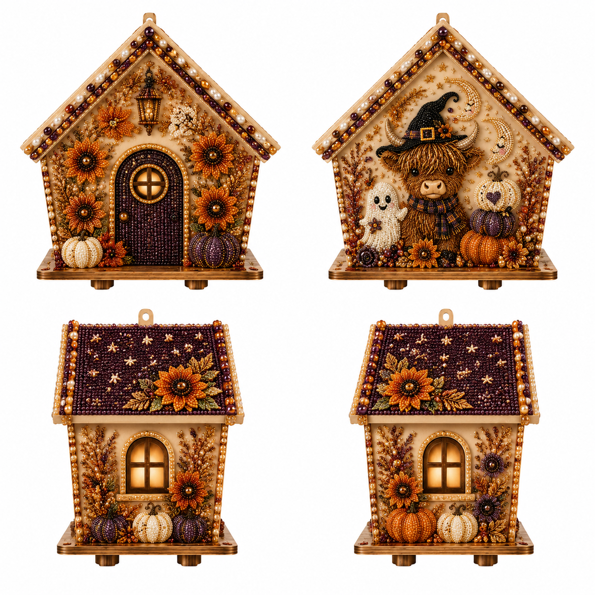 3D Holiday Wooden House Rhinestone DIY Kit - Halloween & Christmas Holiday Cottage Collection