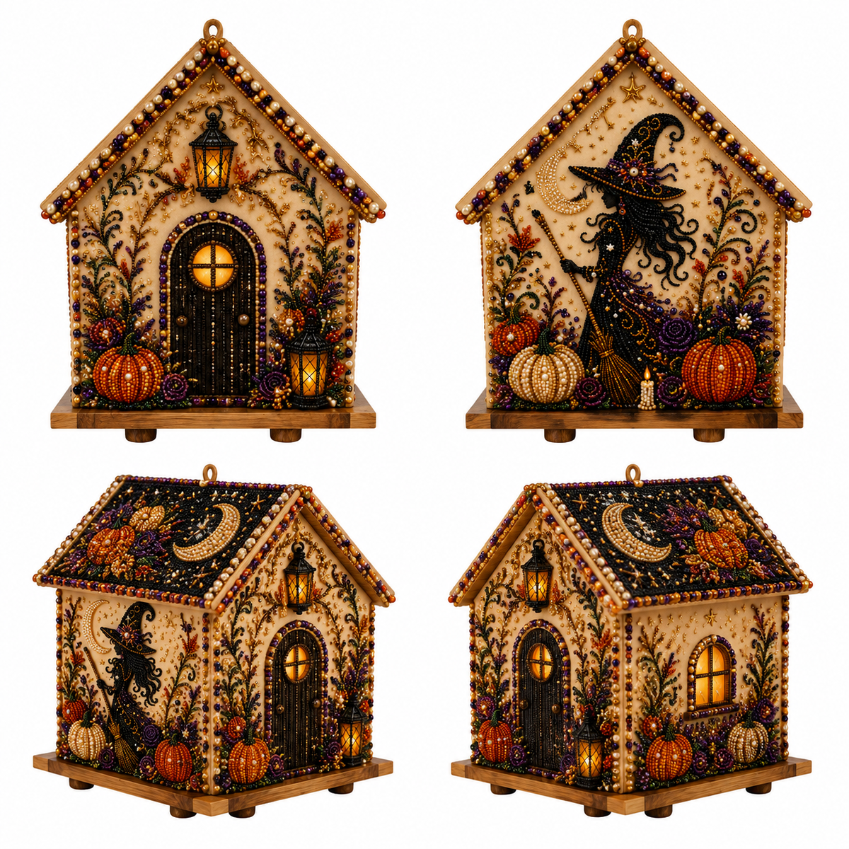3D Holiday Wooden House Rhinestone DIY Kit - Halloween & Christmas Holiday Cottage Collection