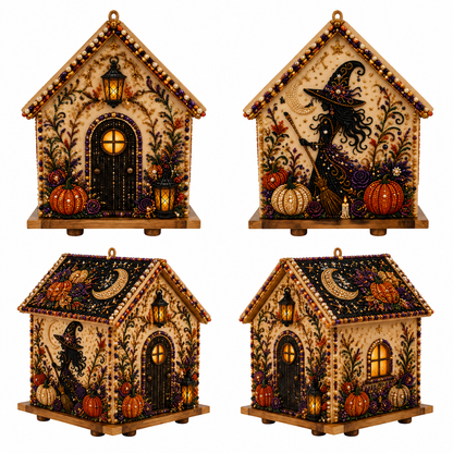 3D Holiday Wooden House Rhinestone DIY Kit - Halloween & Christmas Holiday Cottage Collection