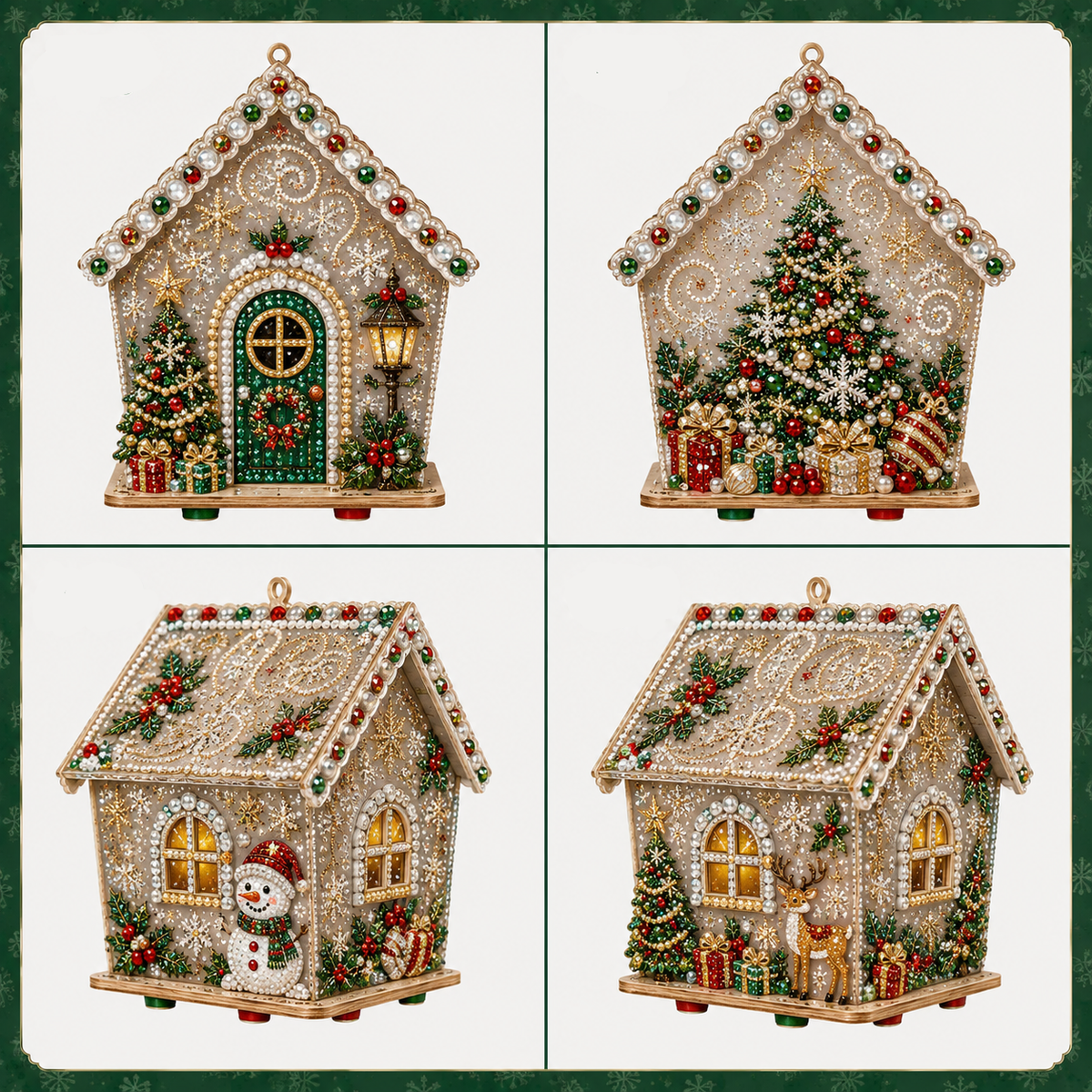 3D Holiday Wooden House Rhinestone DIY Kit - Halloween & Christmas Holiday Cottage Collection