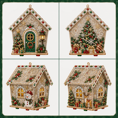 3D Holiday Wooden House Rhinestone DIY Kit - Halloween & Christmas Holiday Cottage Collection