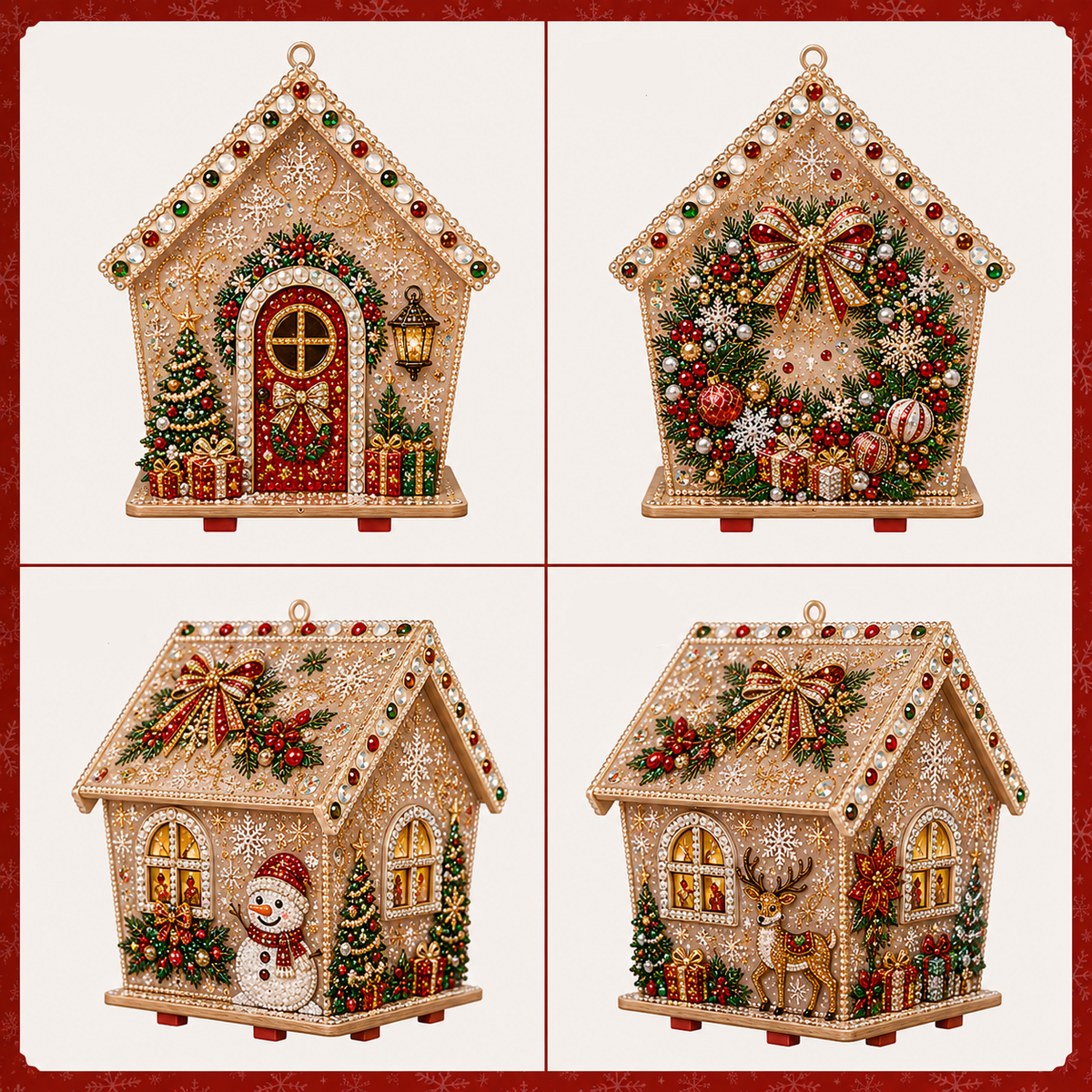 3D Holiday Wooden House Rhinestone DIY Kit - Halloween & Christmas Holiday Cottage Collection