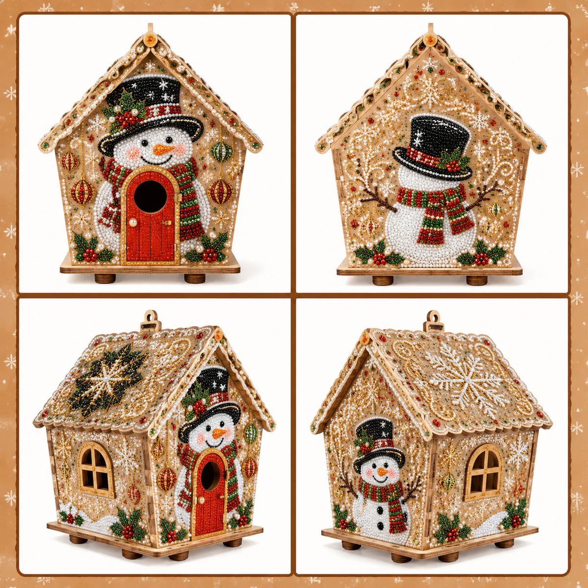 3D Holiday Wooden House Rhinestone DIY Kit - Halloween & Christmas Holiday Cottage Collection
