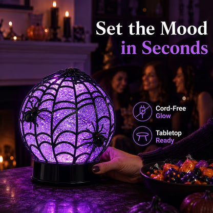 Halloween Swirling Glitter Ghost & Spider Globe Light
