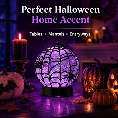 Halloween Swirling Glitter Ghost & Spider Globe Light