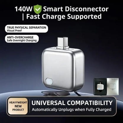 140W Physical-Disconnect Battery Guard, auto&self eject charger,Smart Auto-Stop Charging Accessory for Mobile Smartphones & Handheld Devices