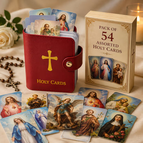 ✝️ Catholic PU Leather Holy Card Holder – Pocket Prayer Card Organizer with Snap Closure