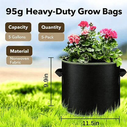 🌱 Elorysa 5-Gallon Grow Bags — Healthier Roots, Better Drainage & Easier Growing