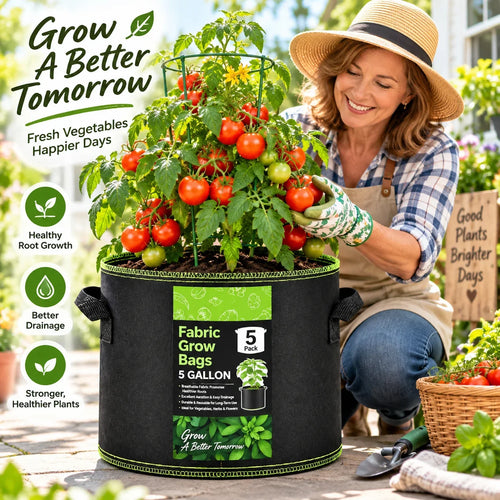 🌱 Elorysa 5-Gallon Grow Bags — Healthier Roots, Better Drainage & Easier Growing