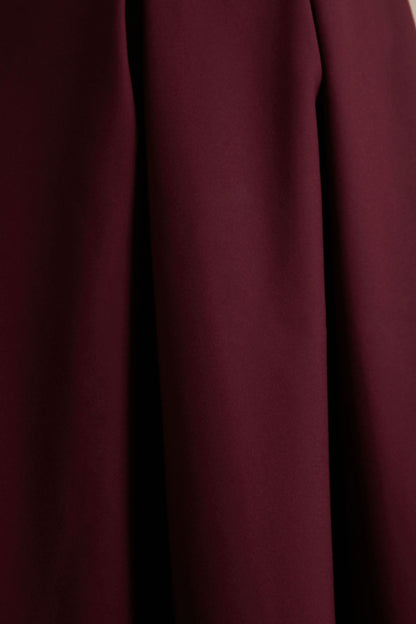 Burgundy High-Neck Midi Dress