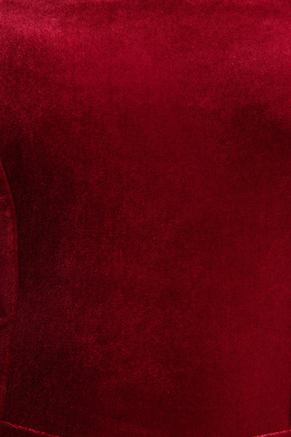 Burgundy Velvet Bandeau Jumpsuit With Scarf