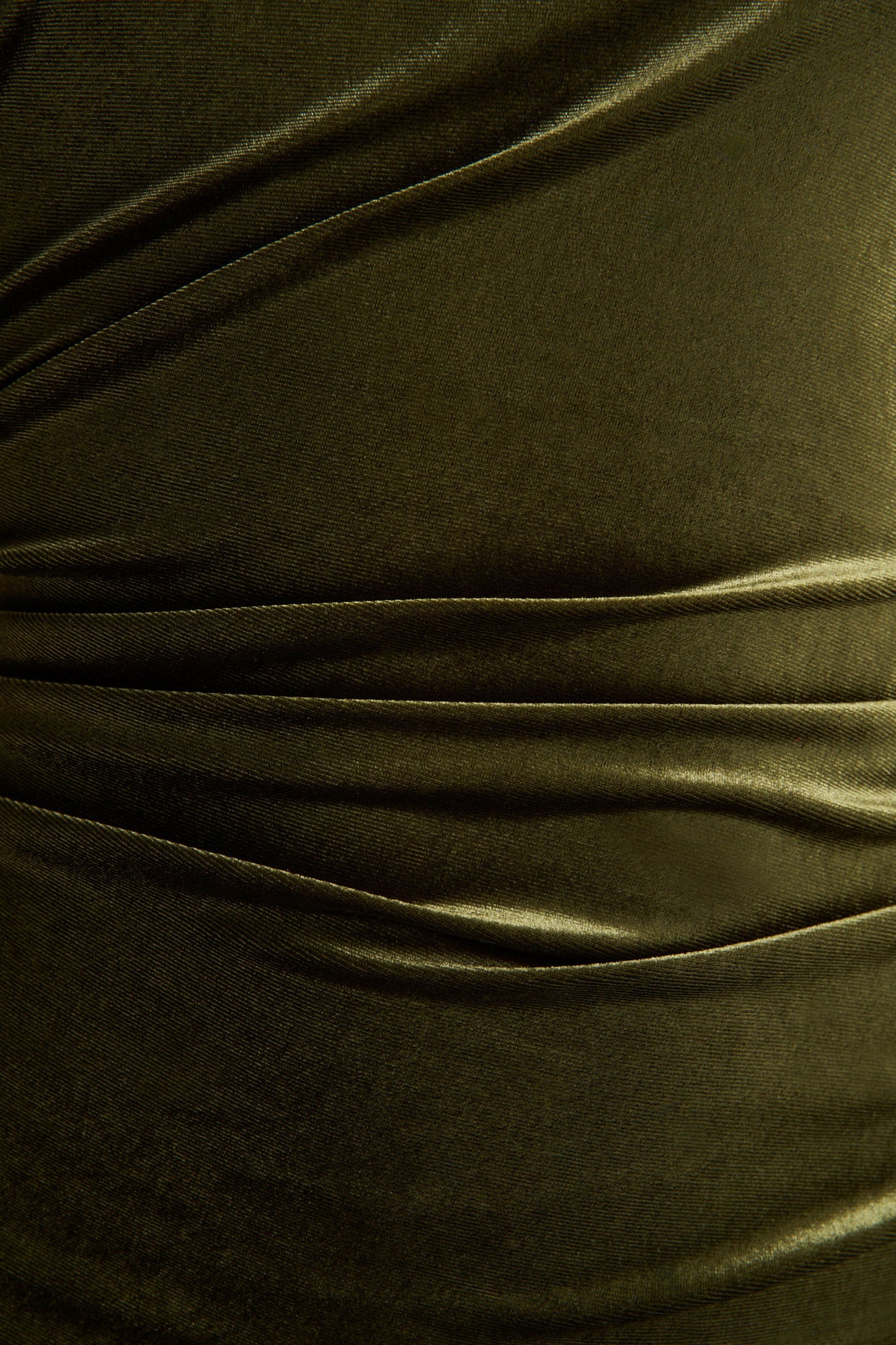 Olive Velvet High-Neck Midi Dress